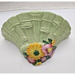 Vintage Hand Painted Porcelain Wall Scounce 10" Wide 1940 - 1950